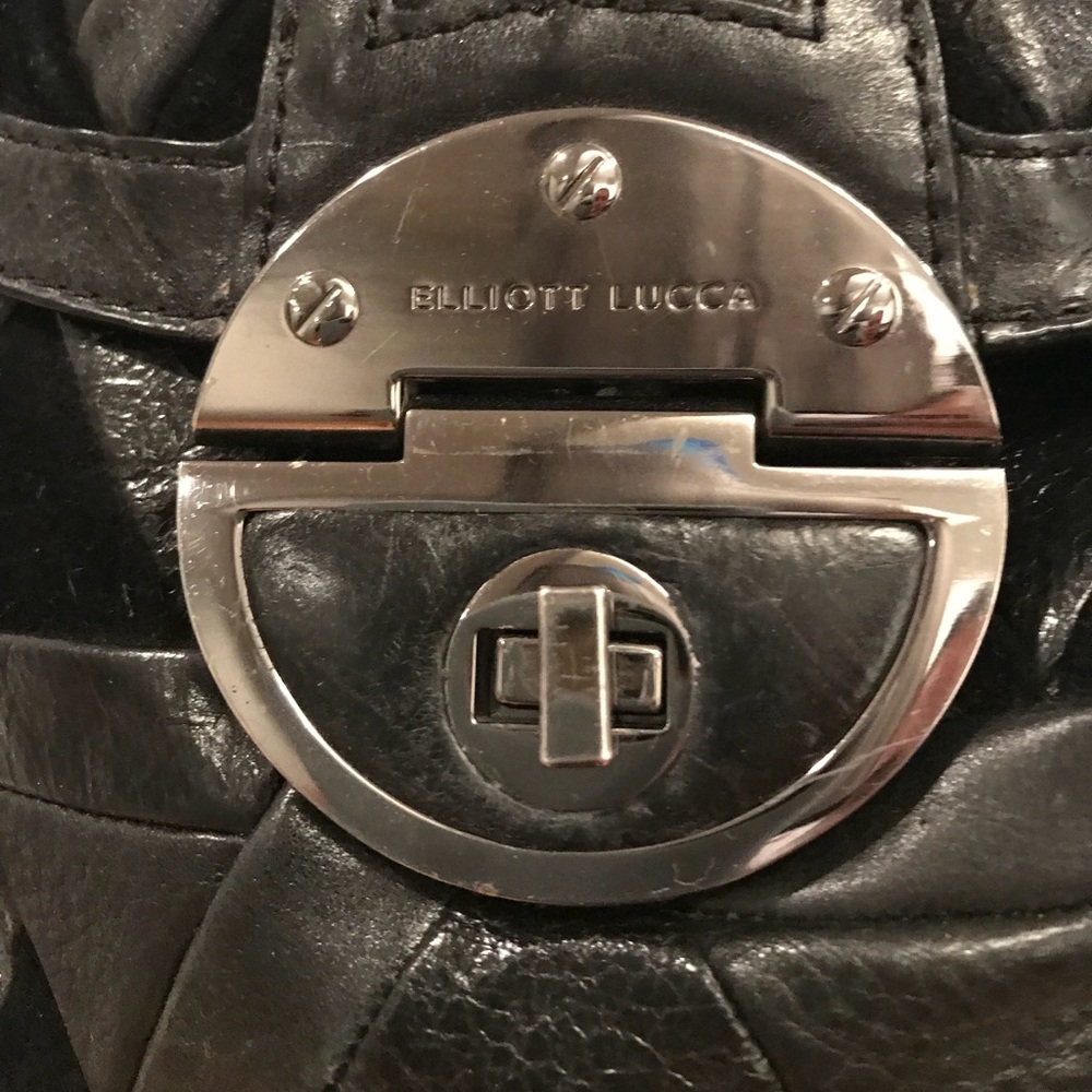 Elliot Lucca Patchwork Black Leather Handbag - image 3